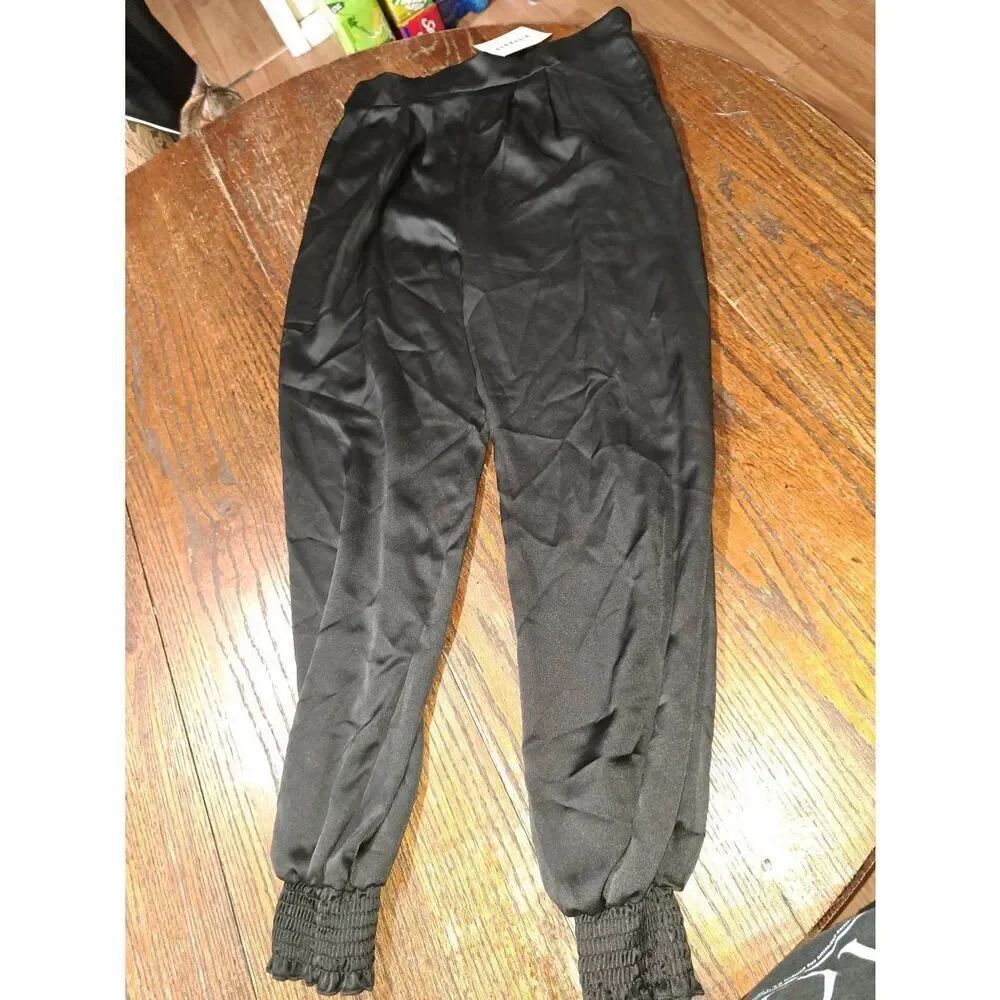 New Medium lalavon Riffraff Time to Shine Satin Joggers Elastic Waist Pants NWT